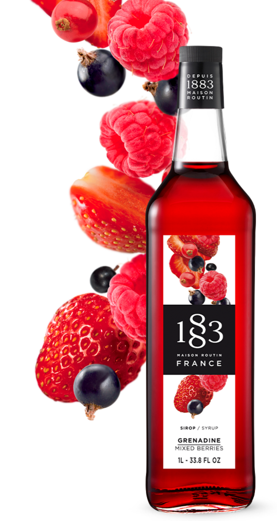 🇫🇷 1883 Grenadine - French Premium Mixed Berries Syrup, 33.8 fl oz (1 liter, PET bottle)