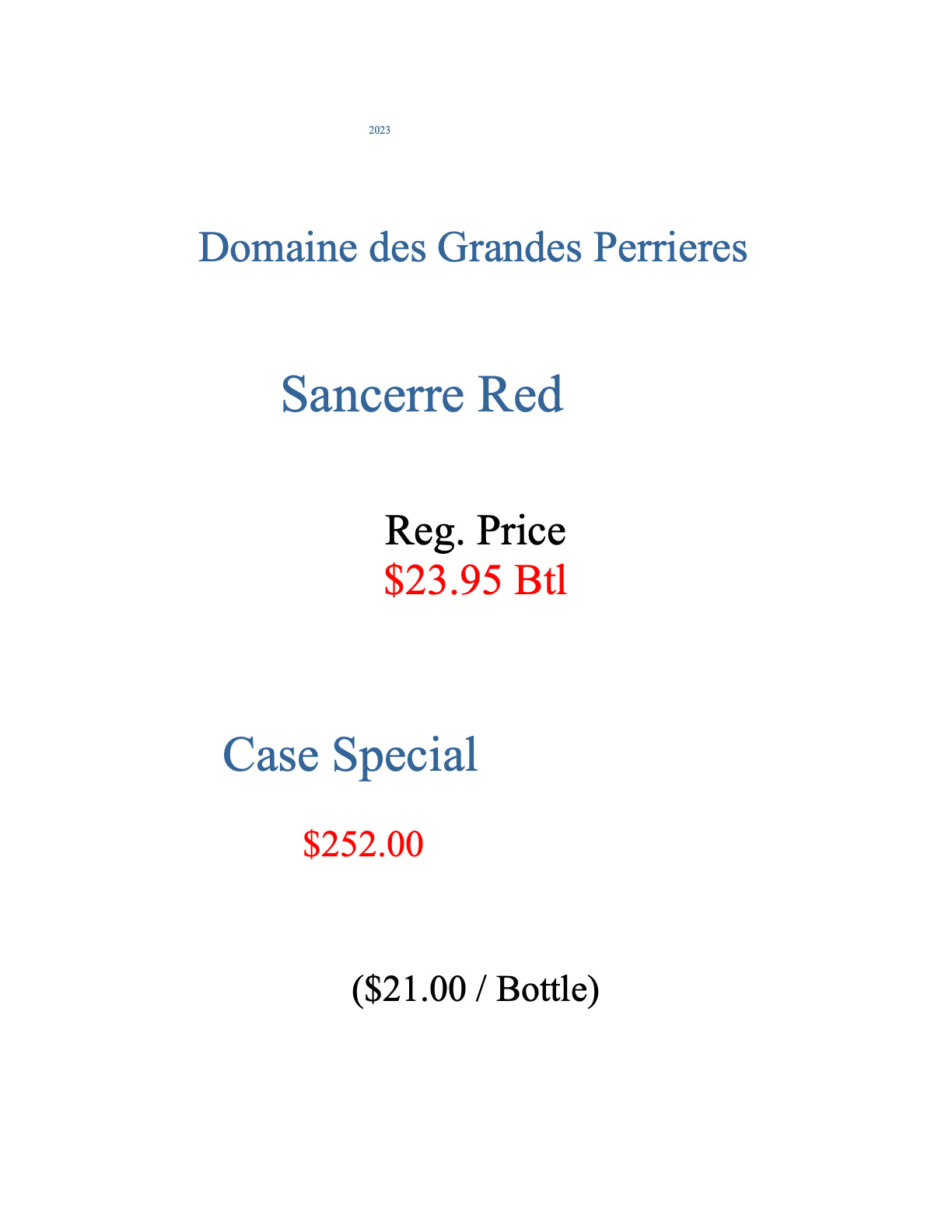 2023 Sancerre Red (Pinot Noir)