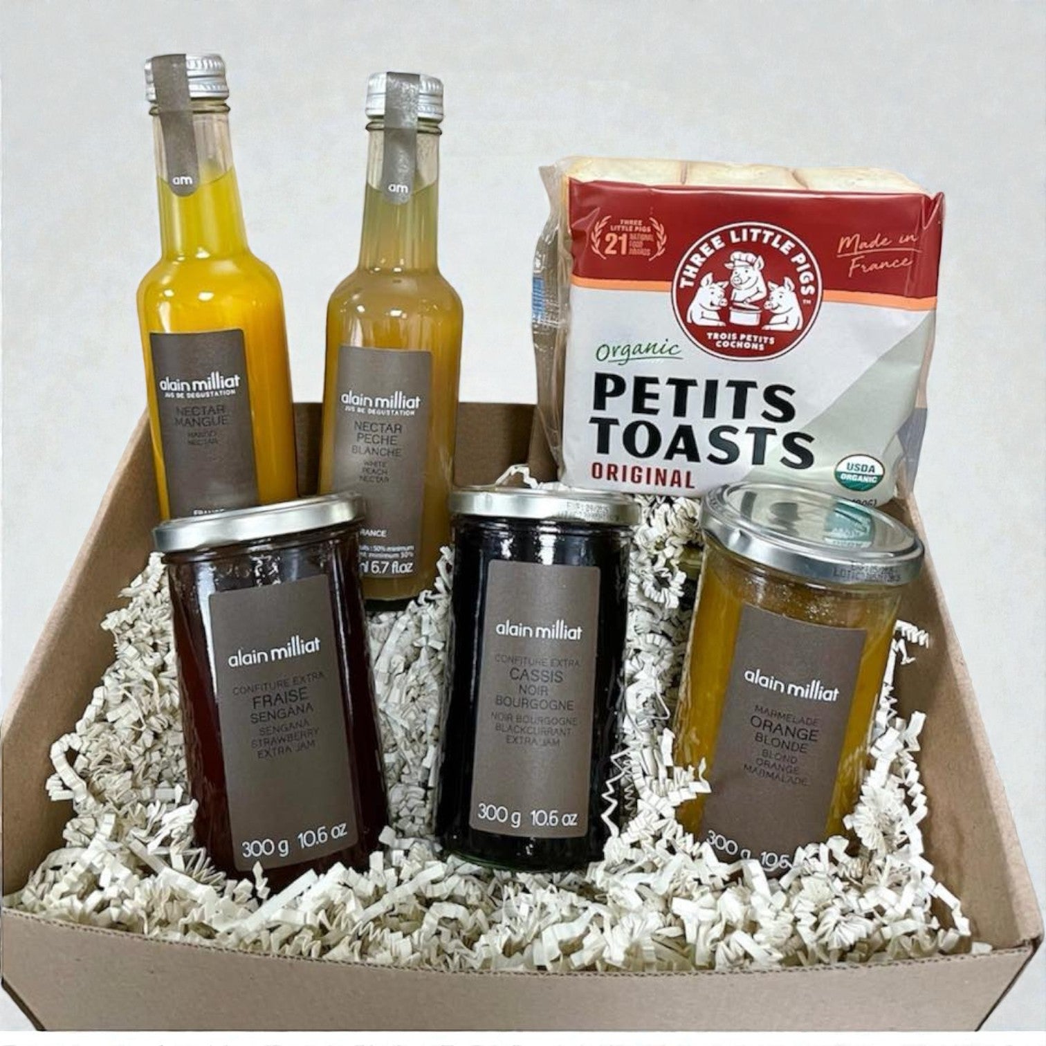 🎁 Alain Milliat Gift Box, 2 Nectar and 3 Jams with Mini-Toast