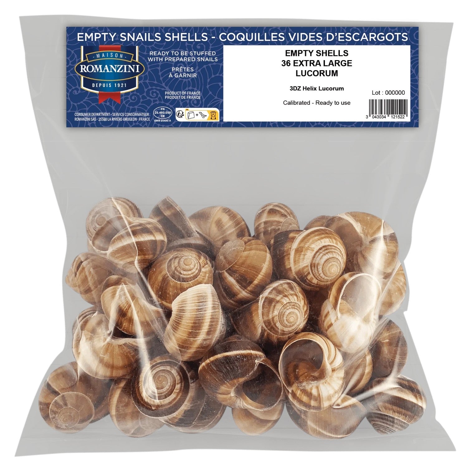🇫🇷 36 Extra-Large Escargot Shells