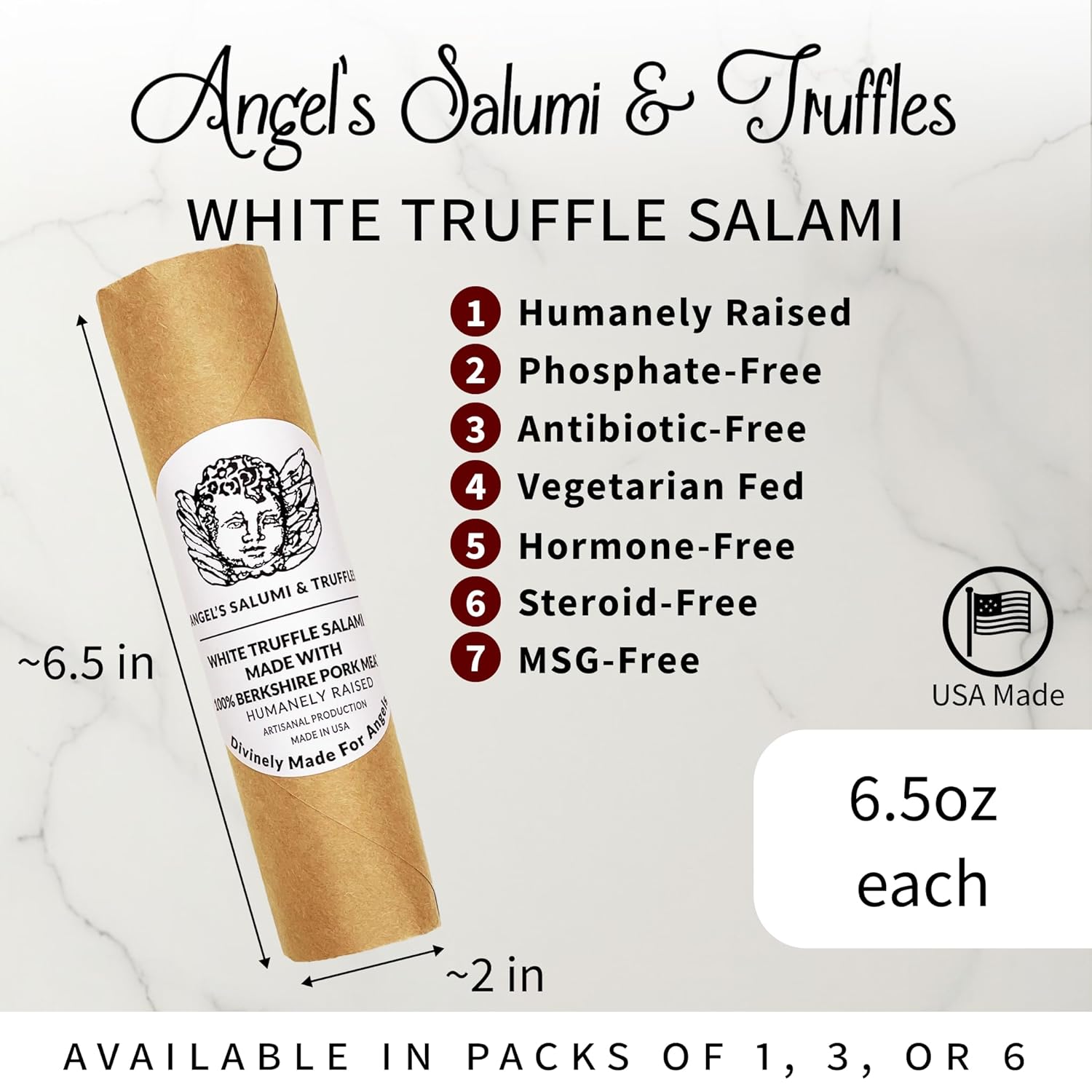๐ซ๐ท White Truffle Berkshire Pork Salami, 6 oz (170g)