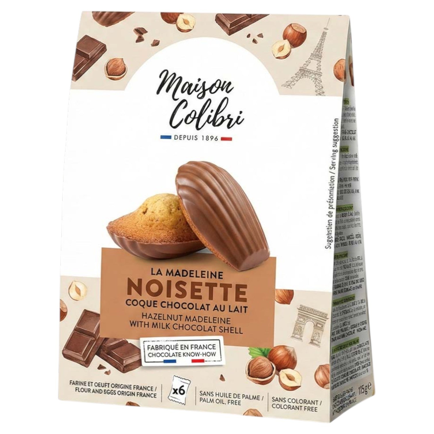 🇫🇷 6 Ultra Premium Hazelnut Madeleines w/ Milk Chocolate Shell, 6.4 oz (182g)