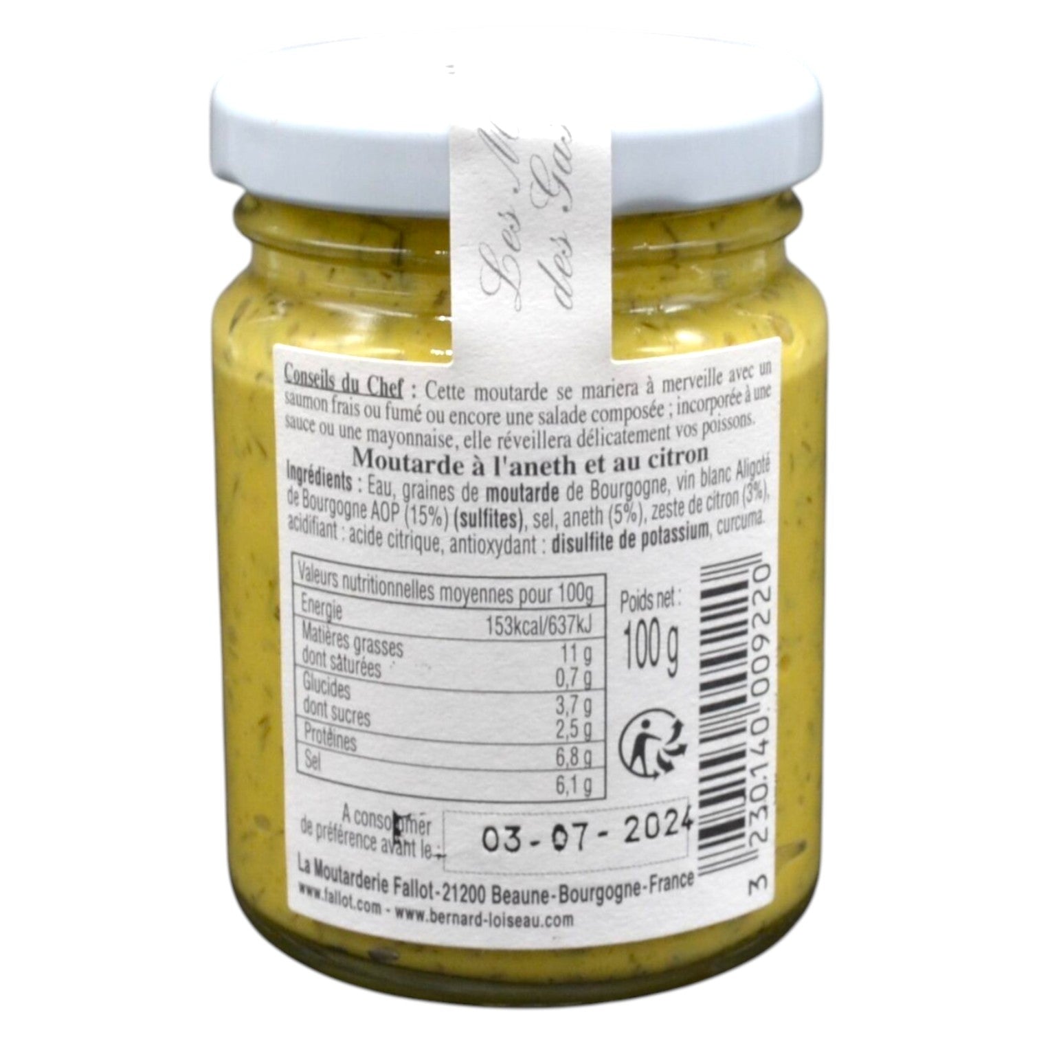 🇫🇷 Dill & Lemon Mustard by Bernard Loiseau, 3.5 oz (100g)