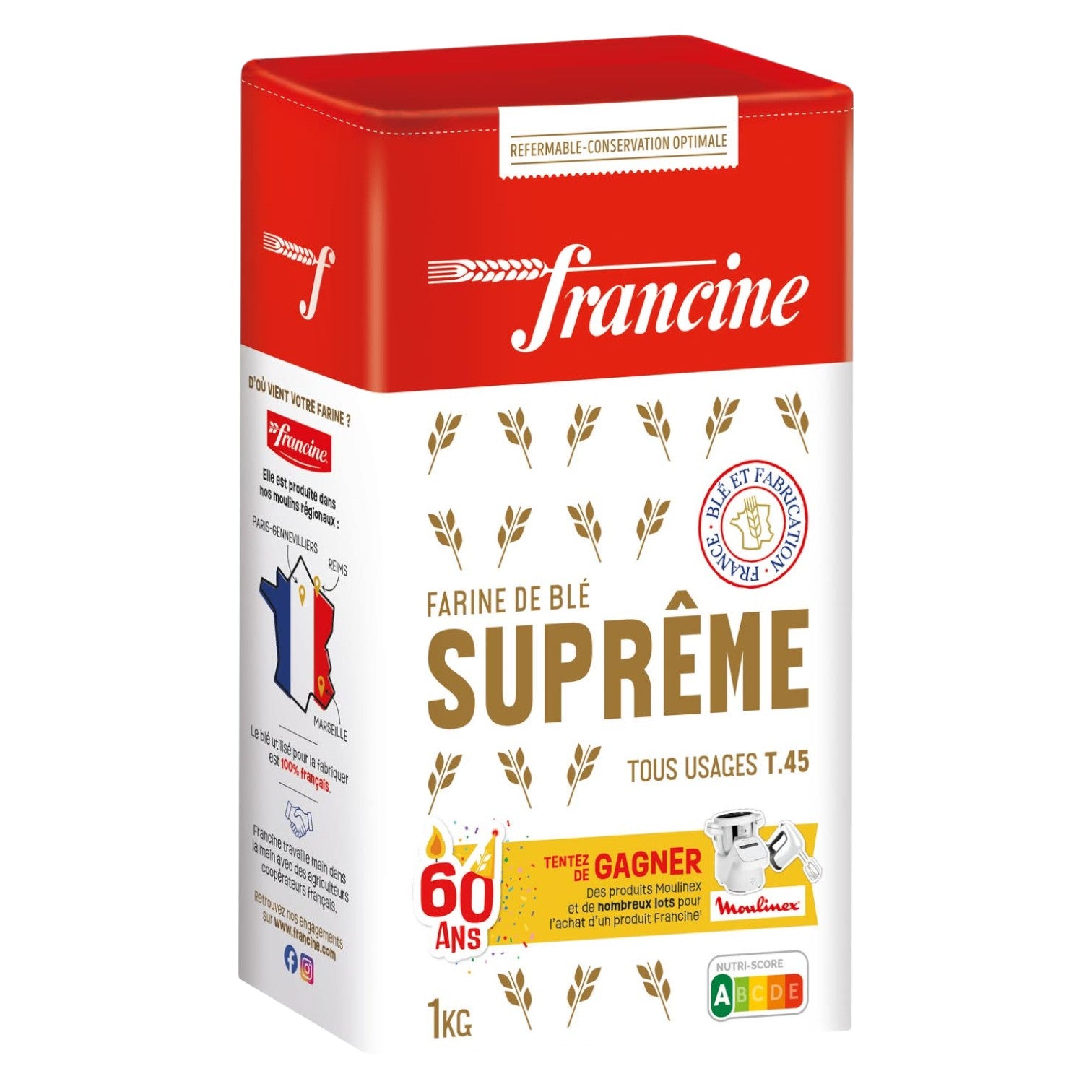 🇫🇷 French Suprême Wheat Flour Lump-Free (T45), 2.2 lbs (1 kg)