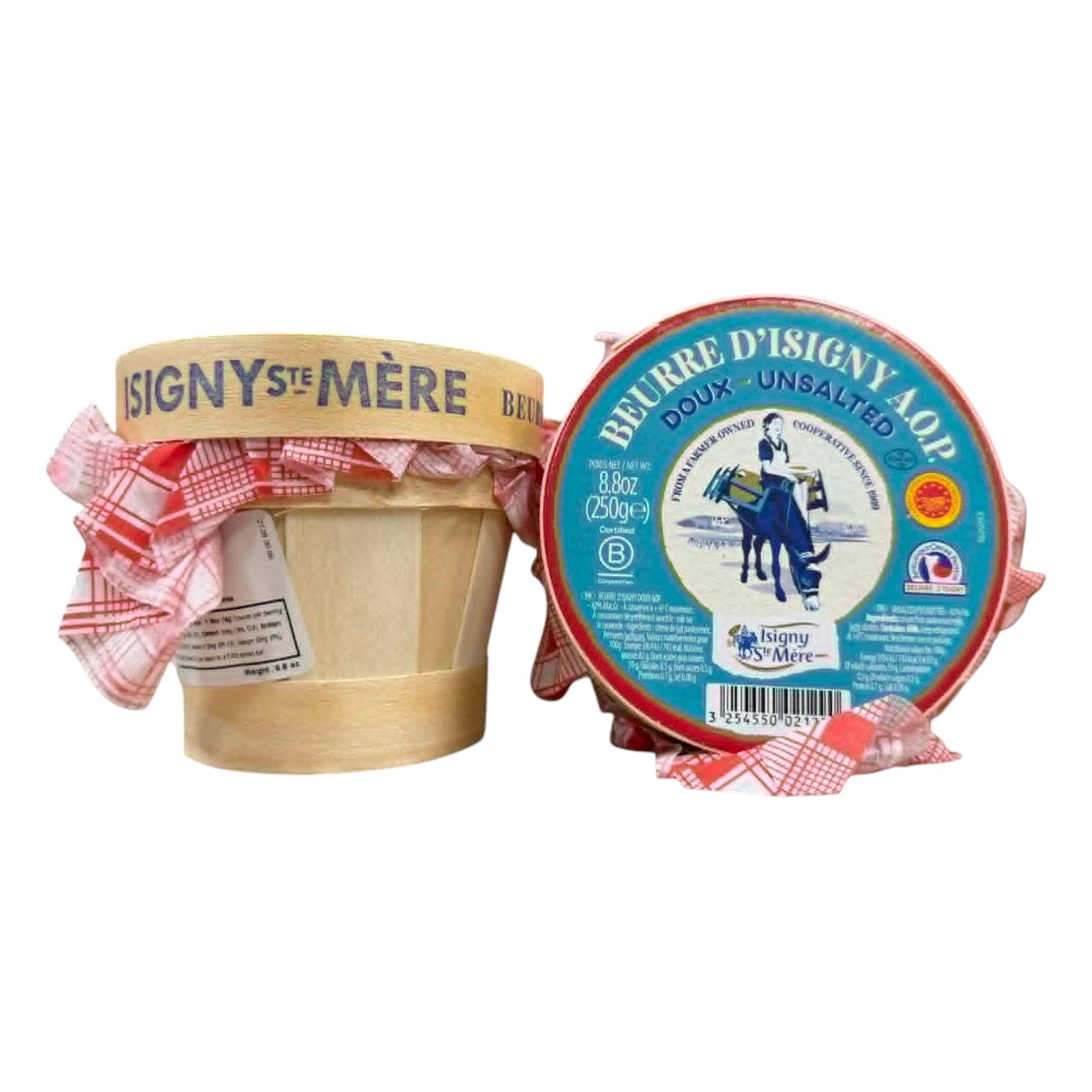 🇫🇷 Unsalted Cultured & Churned Butter (PDO/AOP) in Wooden Basket, 8.8 oz (250g)