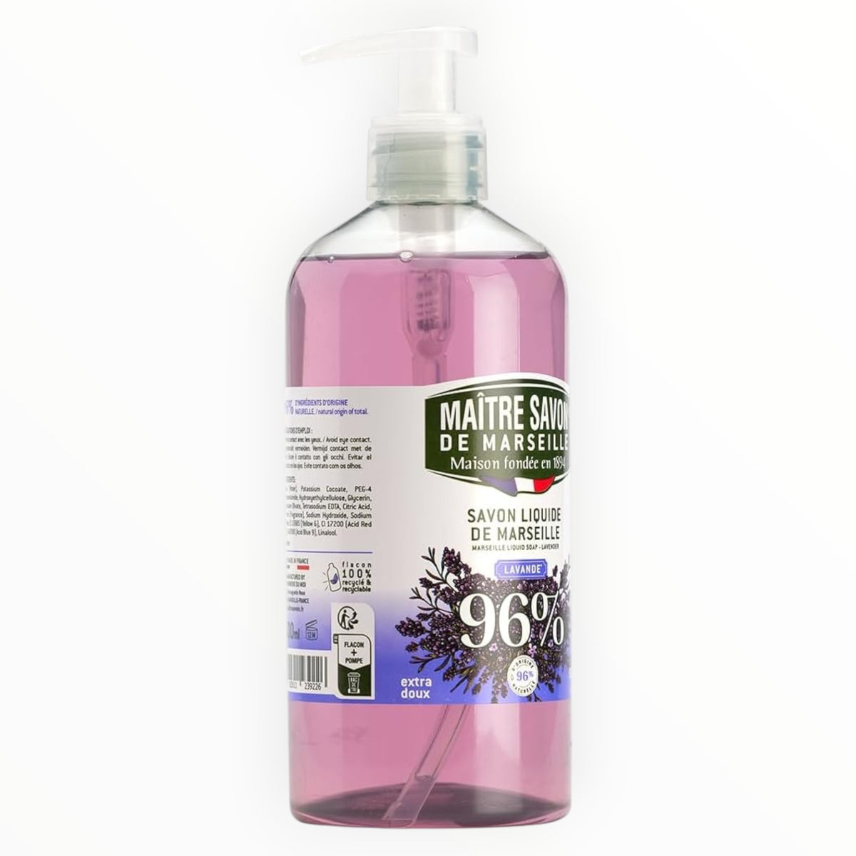 🇫🇷 Maître Savon de Marseille Liquid Lavender Soap w/ Pump, 16.9 fl oz (500ml)