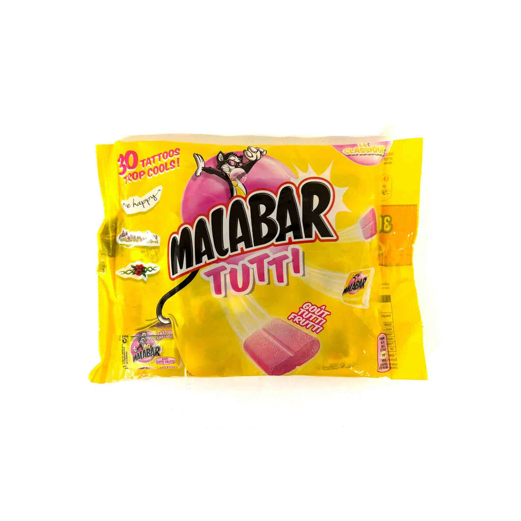 🇫🇷 30 Individual Malabar "Tutti Frutti" Bubble Gums, 7.55 oz (214g)