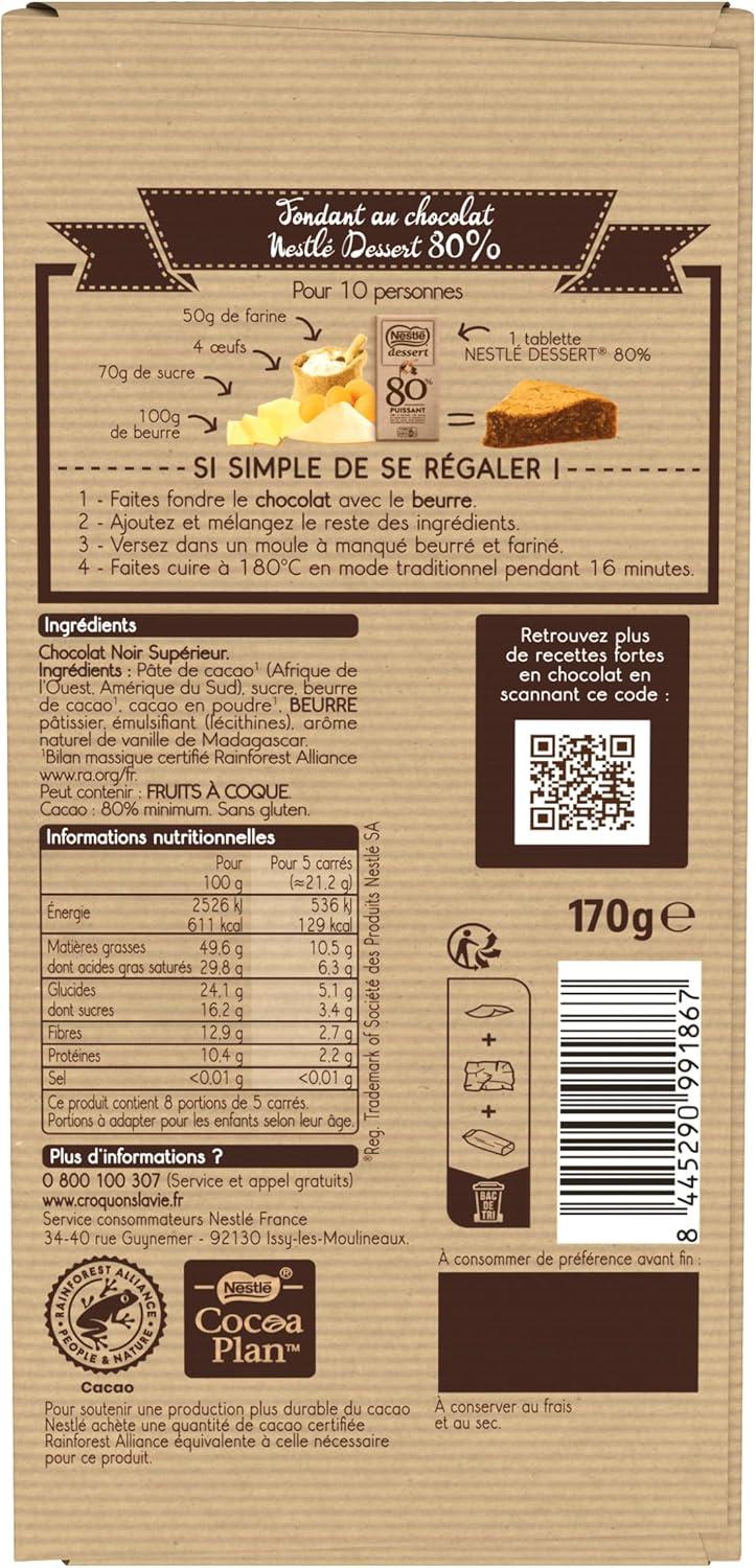 🇫🇷 Dark Chocolate Baking Bar "Puissant" (80%), 5.9 oz (170g)