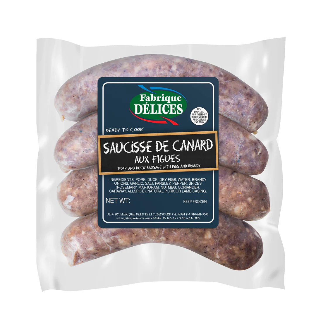 🇫🇷 4 Duck Sausage with Figs, 1 lb (Frozen) ❄️