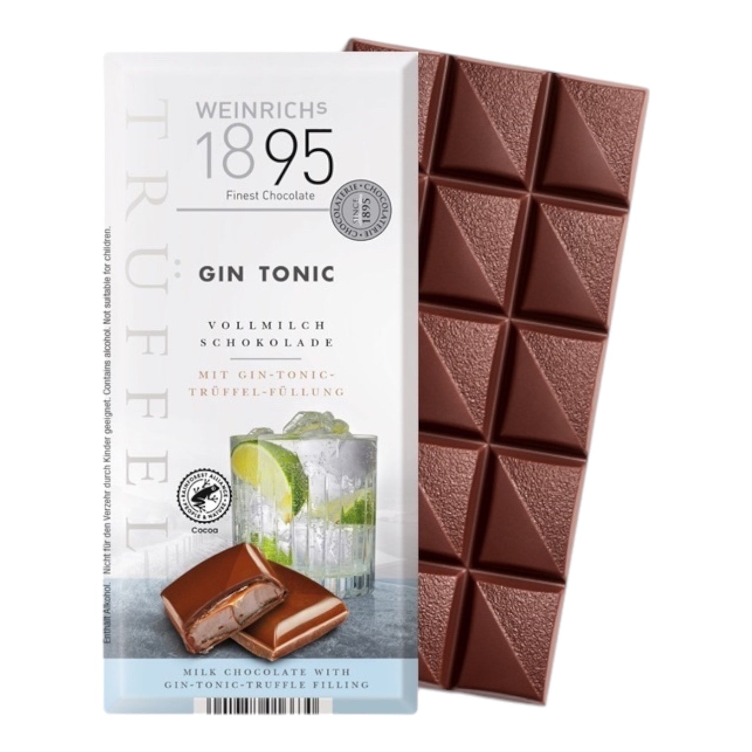 🇩🇪 Milk Chocolate w/ Gin Tonic Truffle Filling by Weinrich's 1895, 3.5 oz (100g)