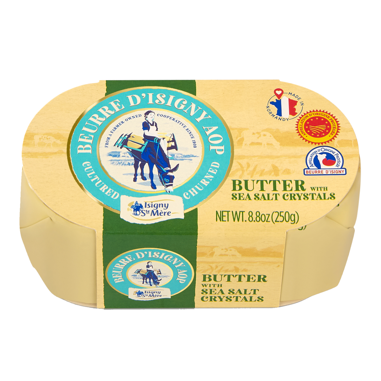 🇫🇷 Salted Cultured & Churned Butter w/ Sea Crystals (PDO/AOP), 8.8 oz (250g)