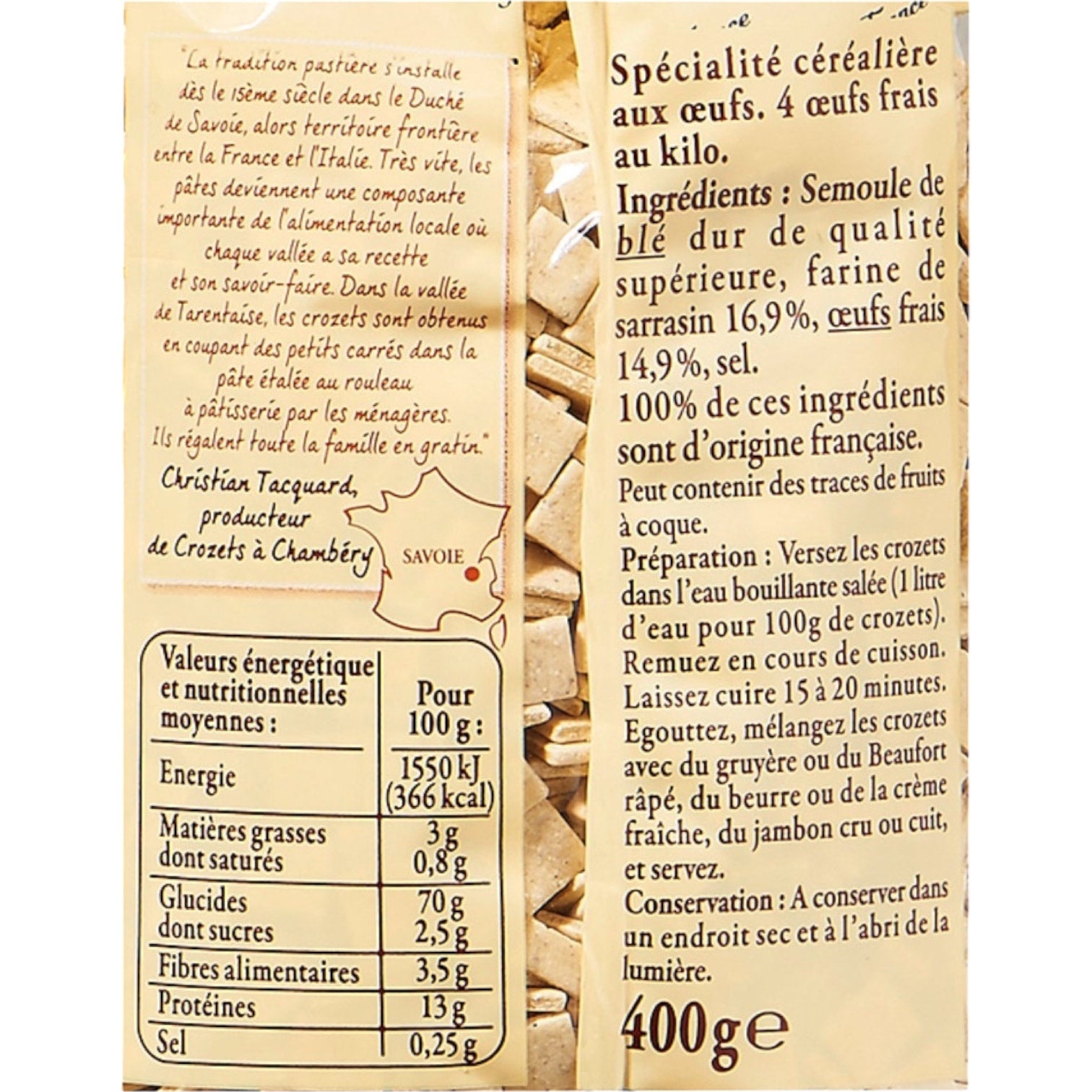 🇫🇷 Buckwheat Crozets Pasta, 14 oz (400g)