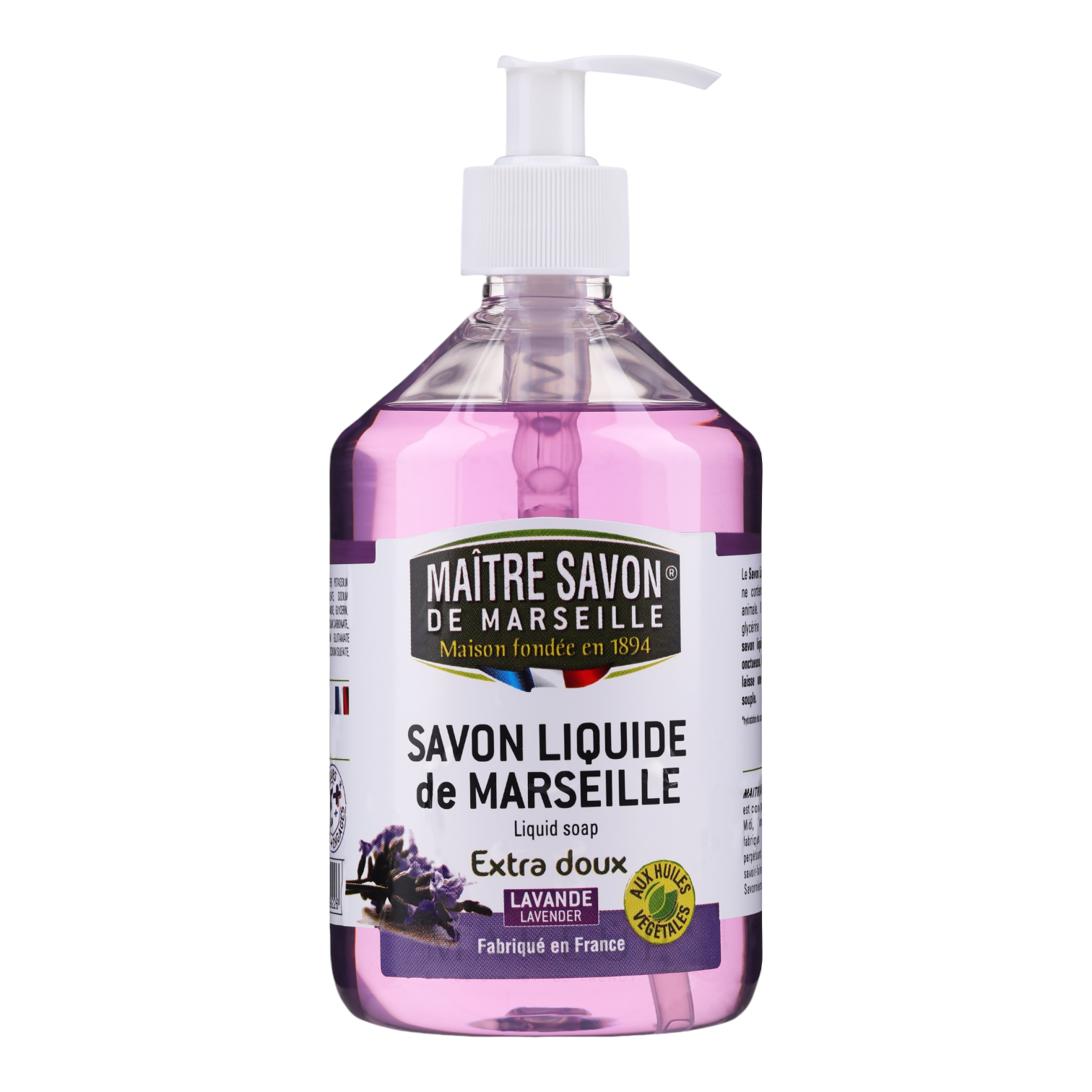 🇫🇷 Marseille Liquid Lavender Soap w/ Pump by Savonnerie du Midi, 16.9 fl oz (500ml)