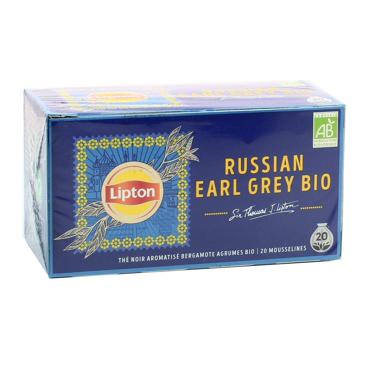 🇬🇧 20 Organic Russian Earl Grey Tea Bags Sir Thomas J. Lipton, 1.19 oz (34g)