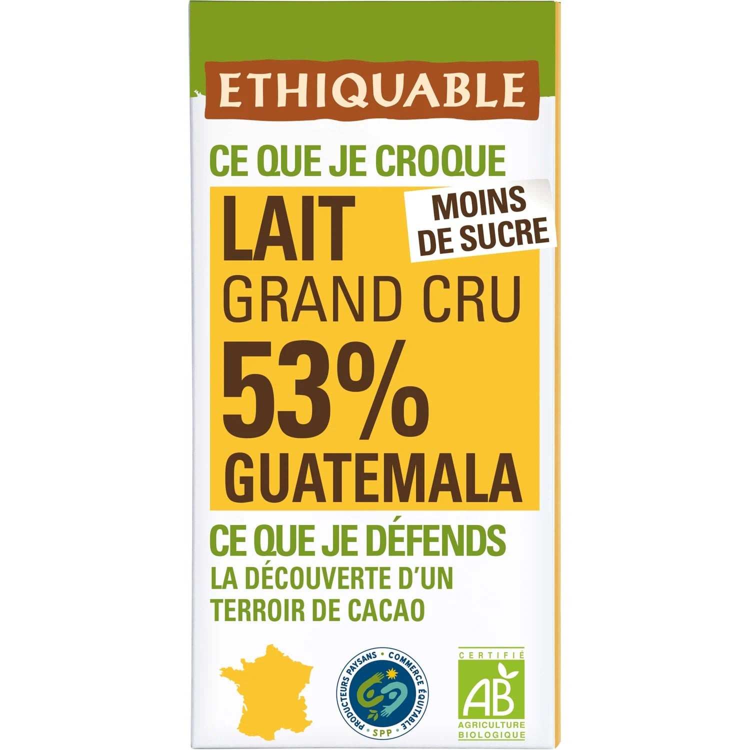 🇫🇷 Organic Milk Chocolate (53% Cocoa from Guatemala), 3.5 oz (100g)