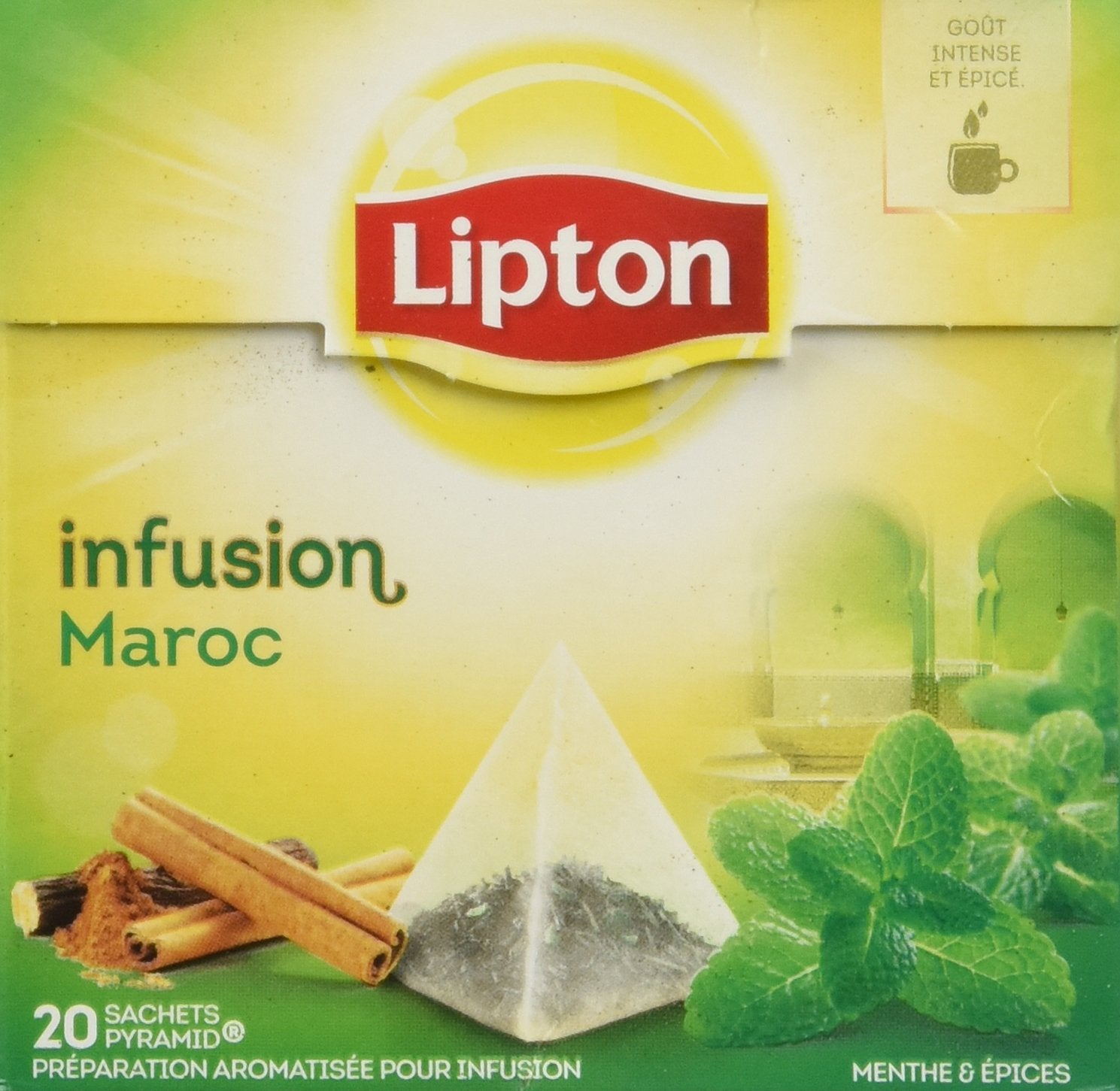 🇲🇦 20 Moroccan Mint & Spices Herbal Tea Bags by Lipton, 1.4 oz (40g)
