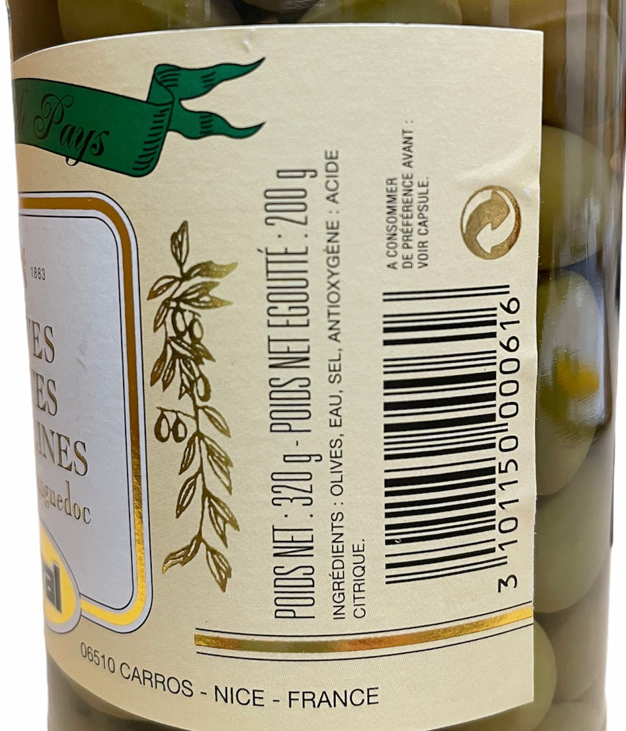 🇫🇷 Green Picholines Olives, 6.5 oz