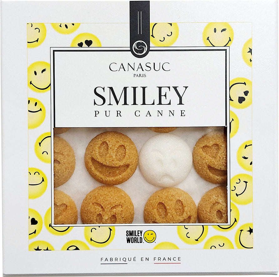 🇫🇷 32 Smiley-Shaped Cane Sugars 'Drôles de Sucres', 3.1 oz (90g)