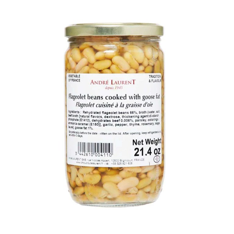 🇫🇷 Flageolets Beans Cooked w/ Goose Fat, 21.4 oz (607g)