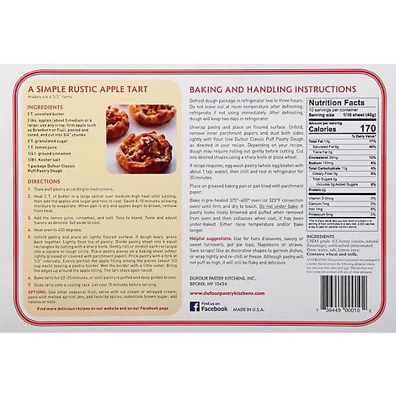 🇺🇸 100% Pure Churned Butter 🧈 Puff Pastry, 14 oz (400g) ❄️