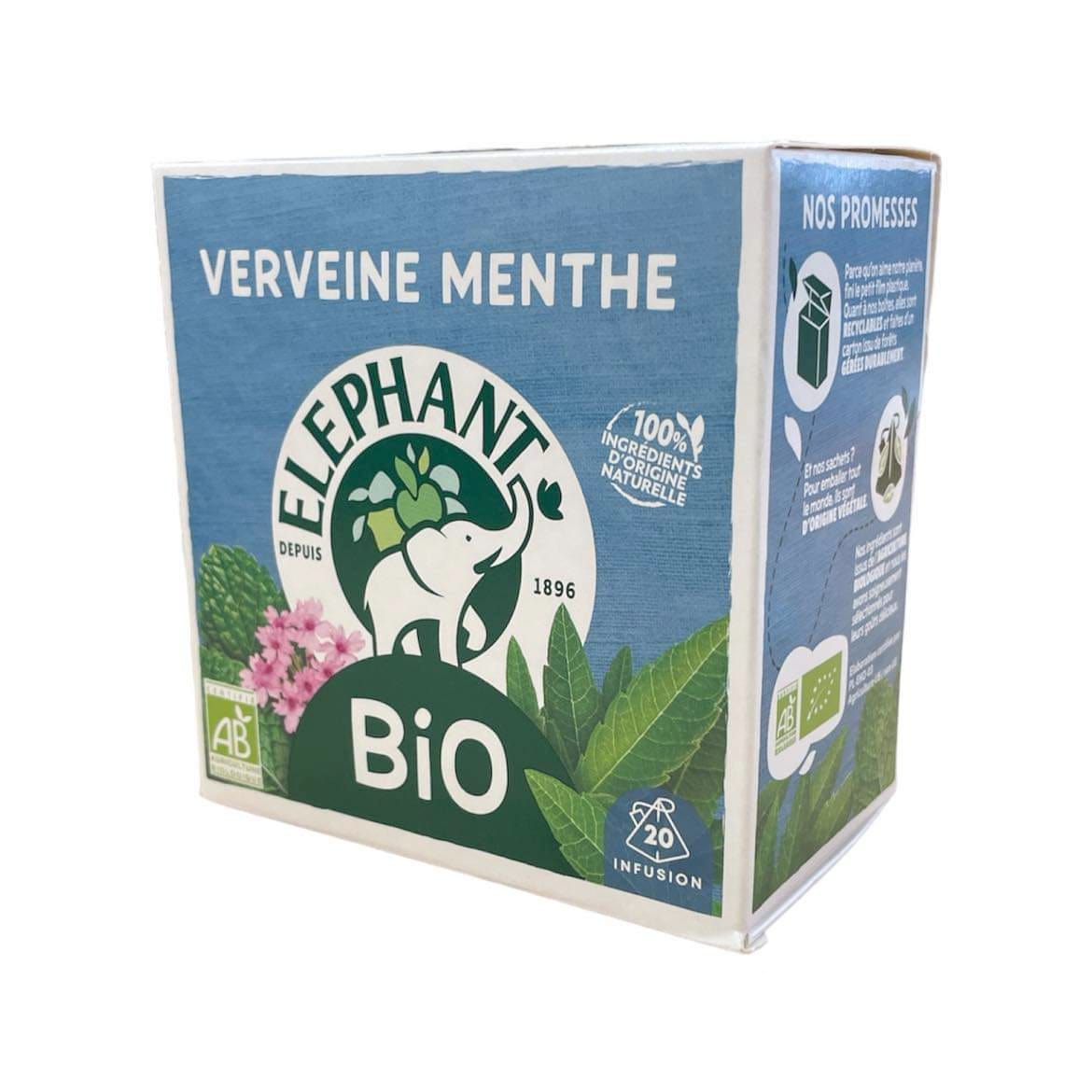 🇫🇷 20 Organic Verbena Mint Tea Bags, 33g (1.2 oz)