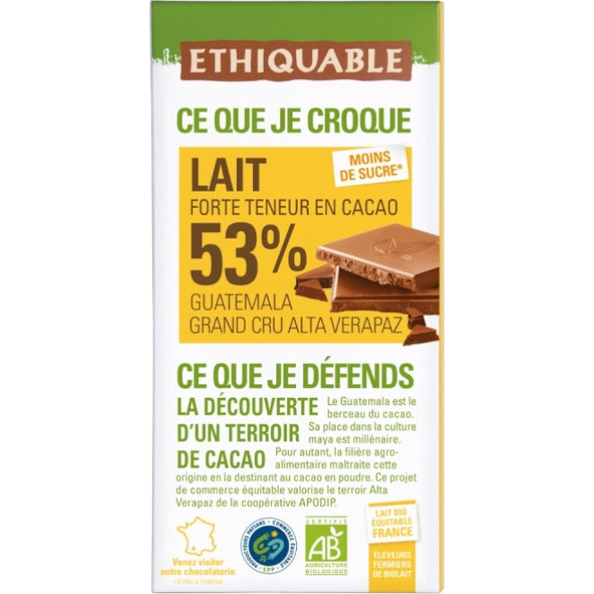 🇫🇷 Organic Milk Chocolate (53% Cocoa from Guatemala), 3.5 oz (100g)