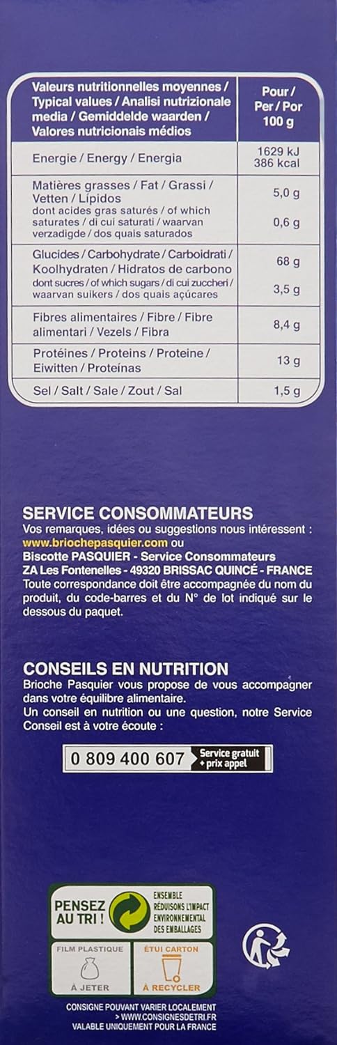 🇫🇷 24 Whole Wheat Breakfast Toast/Tartines de Pain, (240g)