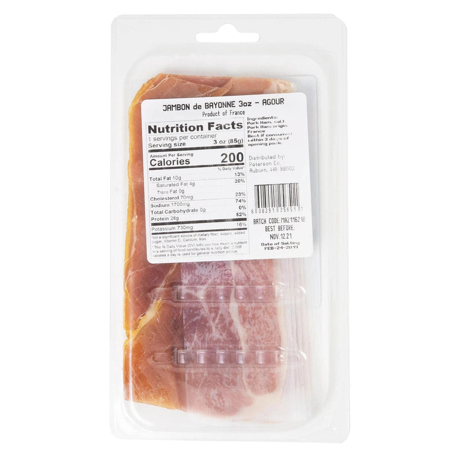 🇫🇷 Sliced Bayonne Ham by Agour (Aged 12 Months) 🐖, 3 oz (85g)