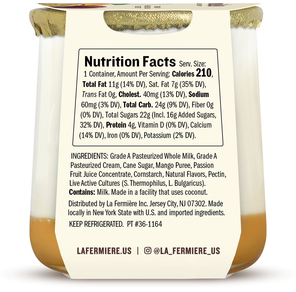 🇫🇷 Mango Passion Yogurt, 4.9 oz (140g)