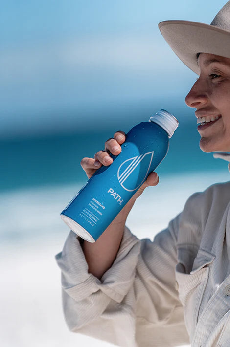 🇺🇸 Sparkling Electrolyte Water in Refillable Aluminum Bottle by PATH, 20.3 fl oz (600ml)