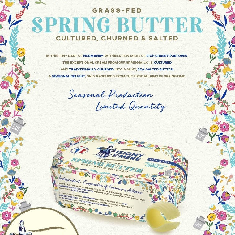 🇫🇷 Grass-Fed Cultured & Churned Spring Butter w/ Sea Salt (Seasonal, Limited Edition), 8.8 oz (250g)