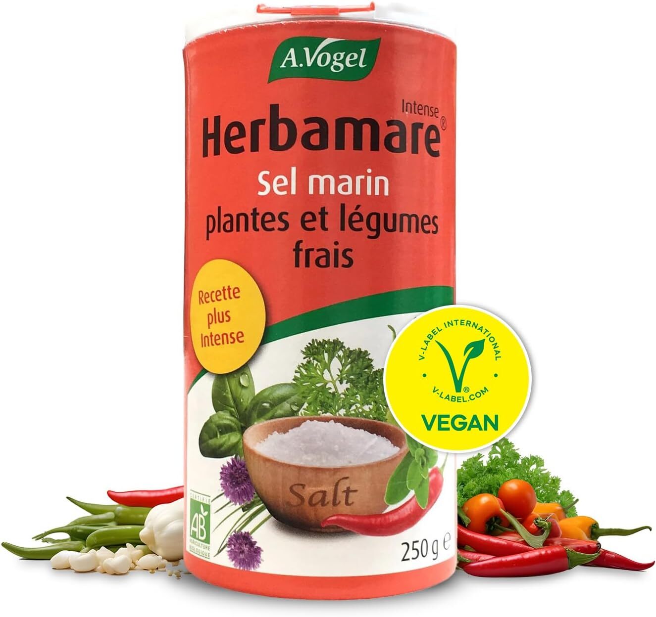 🇫🇷 Herbamare Intense: Organic Camargue Sea Salt w/ 14 Fresh Plants and Vegetables, 8.8 oz (250g)
