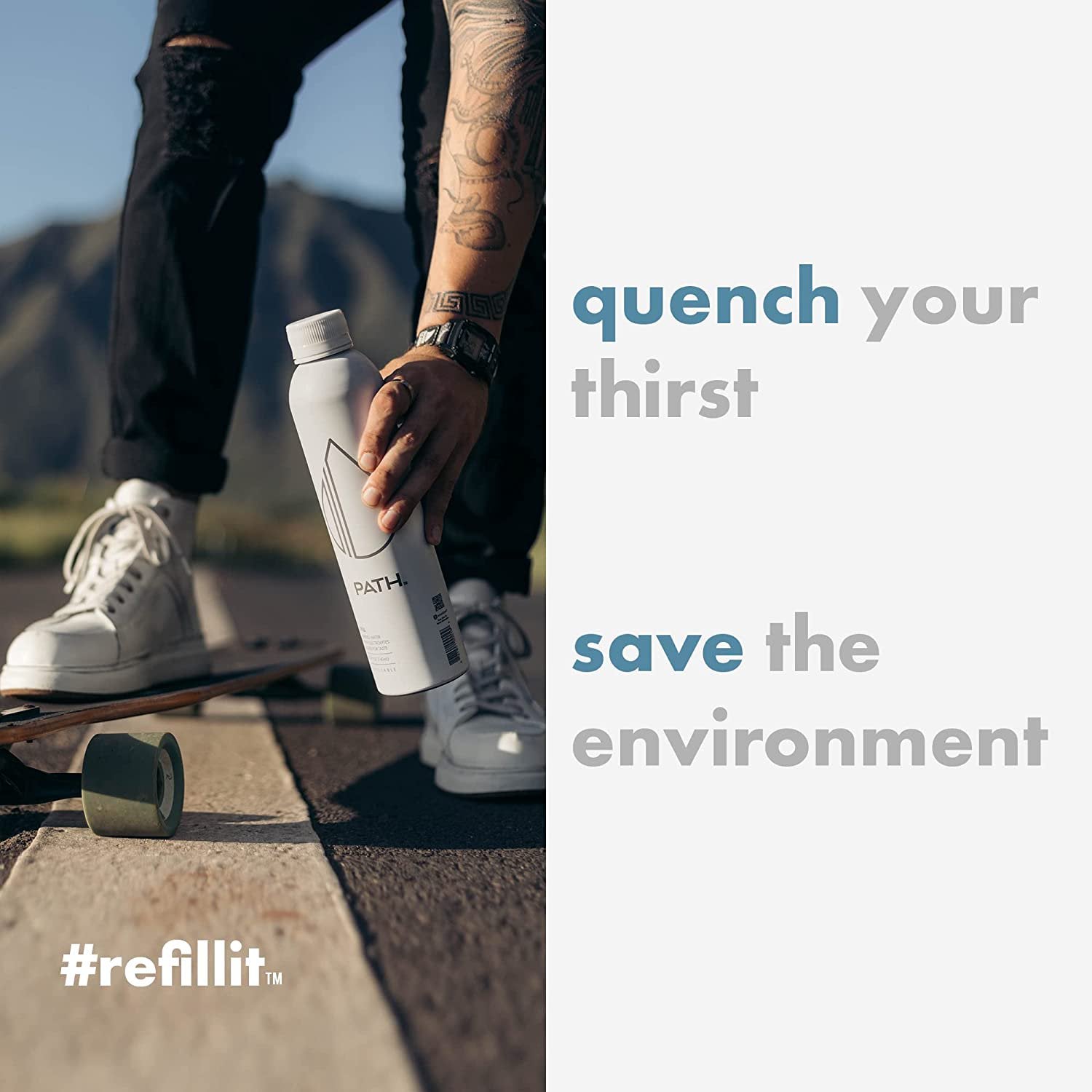 ๐บ๐ธ Electrolyte Water in Refillable Aluminum Bottle by PATH, 20.3 fl oz (600ml)