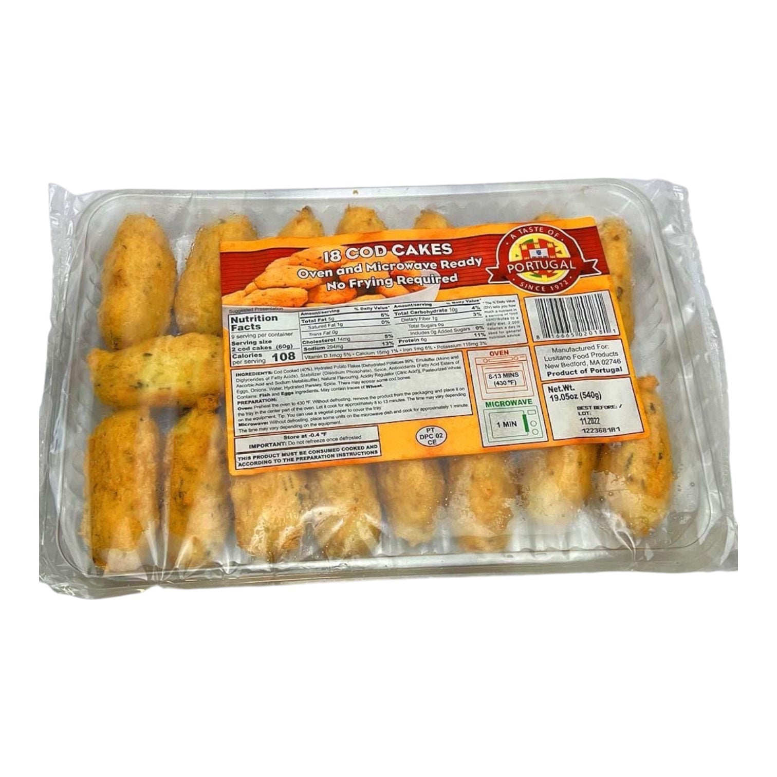🇵🇹 18 Pastéis de Bacalhau Cod Fish Croquettes/Cakes (Frozen) ❄️, 19 oz (540 g)