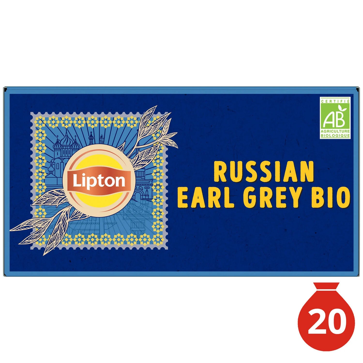 🇬🇧 20 Organic Russian Earl Grey Tea Bags Sir Thomas J. Lipton, 1.19 oz (34g)