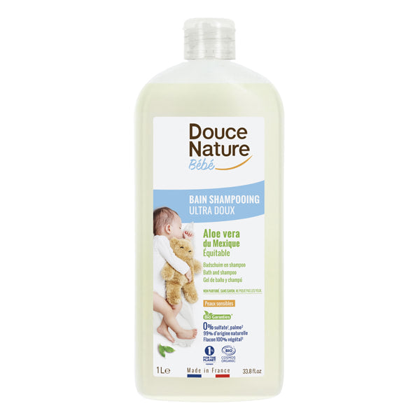 🇫🇷 Organic Baby Bath & Shampoo w/ Aloe Vera, 33.81 fl oz (1000ml)