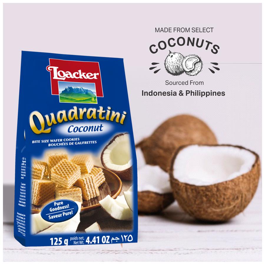 🇦🇹 🇮🇹 55 Coconut 'Quadratini' Creme-Filled Wafers by Loacker, 7.7 oz (220g) *Best By Date: 11/2024