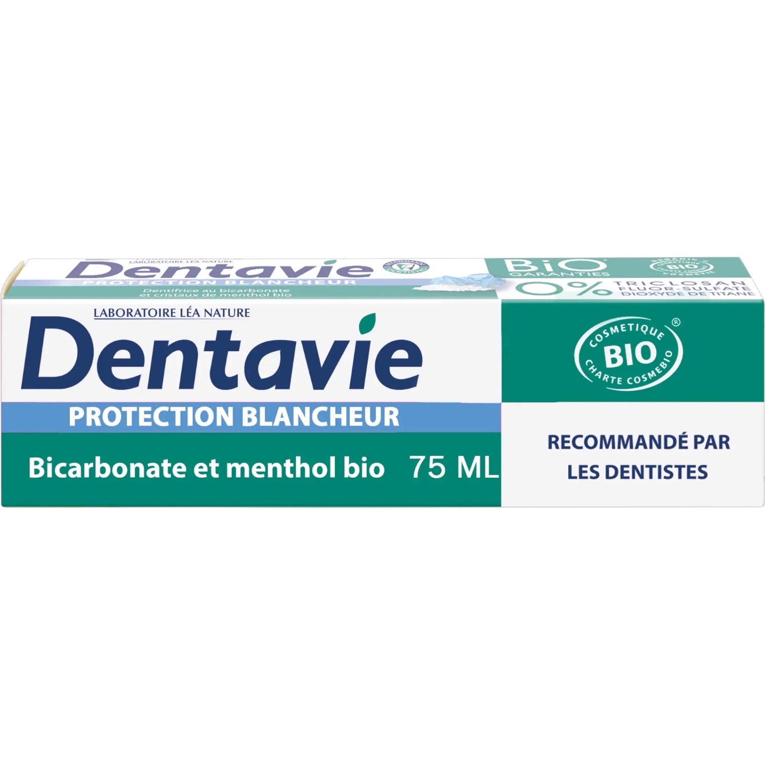 ๐ซ๐ท Organic Whitening Dentavie Toothpaste w/ Bicarbonate & Menthol Crystals by Lรฉa Nature, 2.5 fl oz (75ml)
