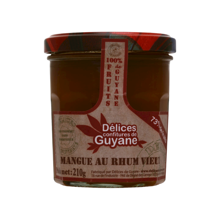 🇫🇷 Rhum & Mango Jam by Délices de Guyane, 7.4 oz (210g) - Best By Date: 9/14/24