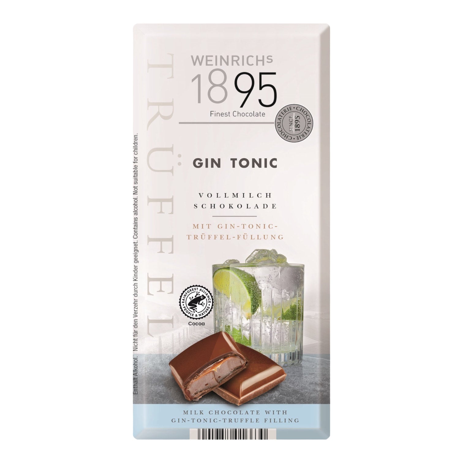 🇩🇪 Milk Chocolate w/ Gin Tonic Truffle Filling by Weinrich's 1895, 3.5 oz (100g)
