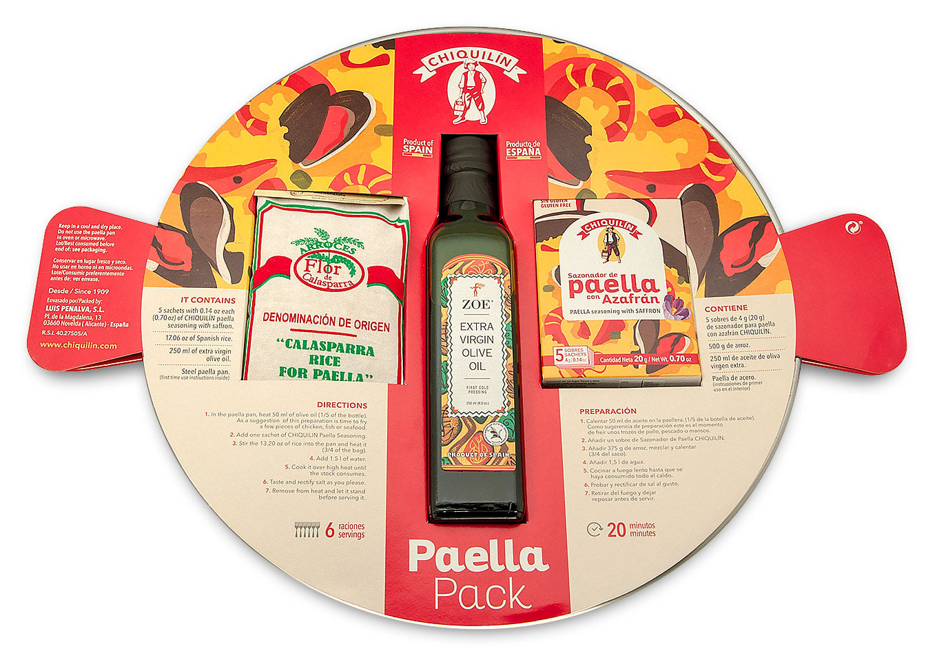 ๐ช๐ธ The Traditional Paella Kit w/ The Traditional Spanish Frying Pan by Chiquilin (for 6)