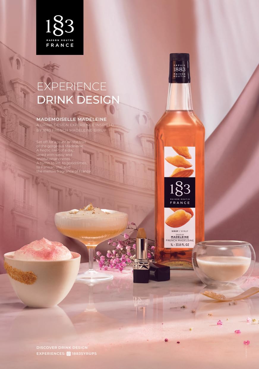 🇫🇷 1883 Madeleine - French Premium Mixed Berries Syrup, 33.8 fl oz (1 liter, Glass bottle)