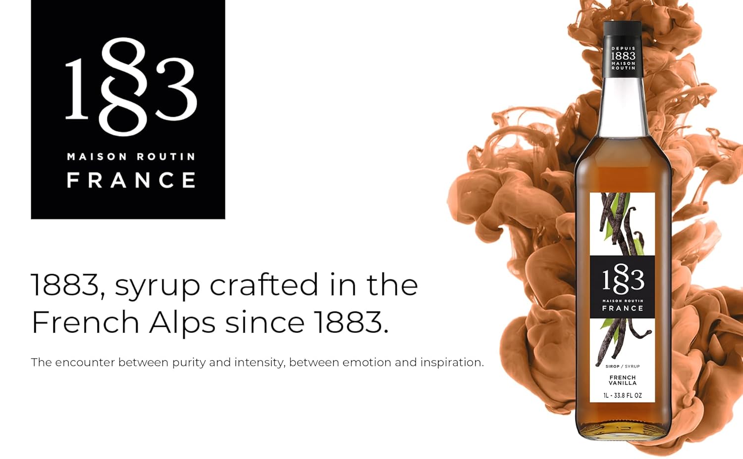 🇫🇷 1883 Vanilla Syrup - French Premium Syrup, 33.8 fl oz (1 liter)