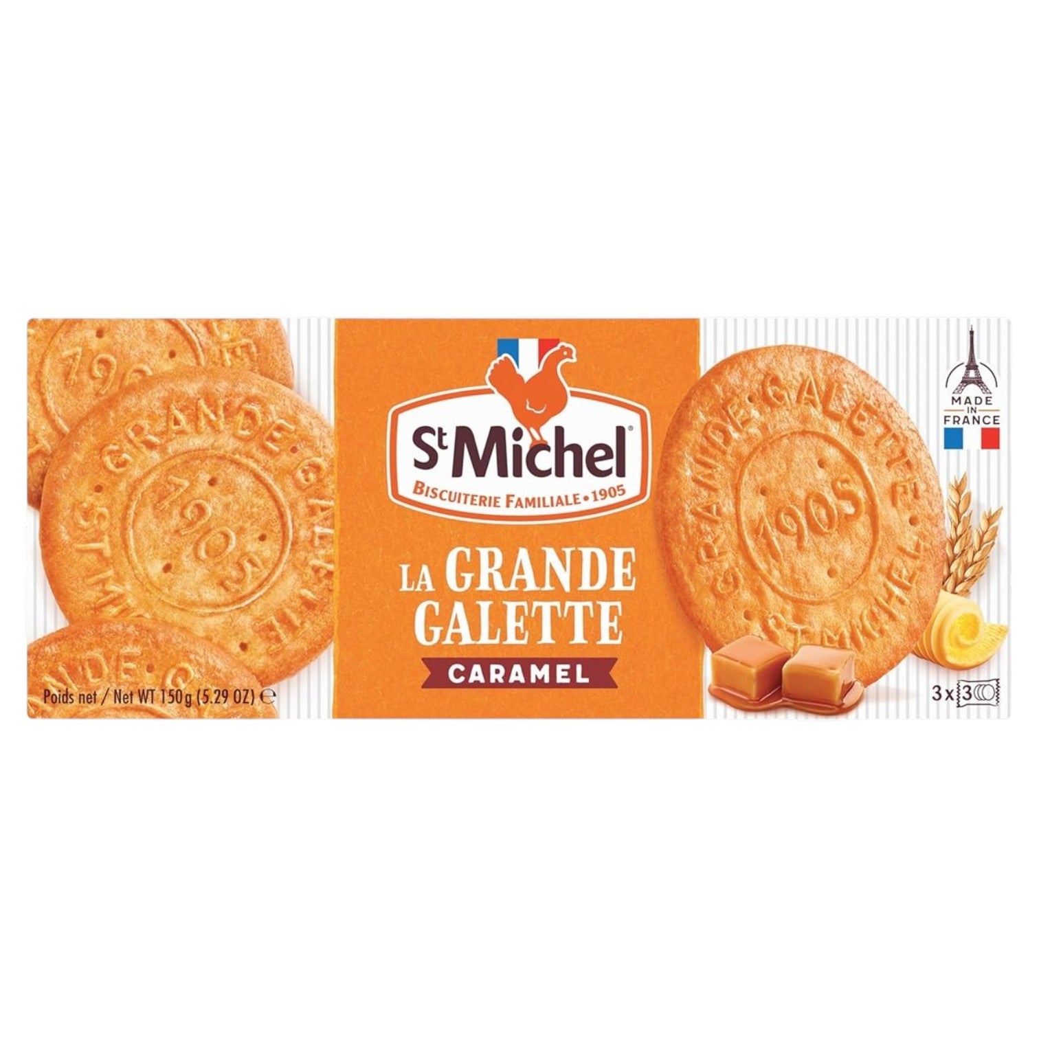 🇫🇷 Caramel Grandes Galettes Butter Cookies Biscuits, 5.29 oz (150g)