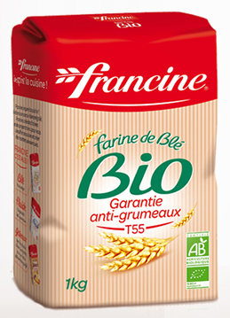 Francine French Wheat Flour T55 Organic - Farine De Blé Bio (2.2 Lbs/1Kg)