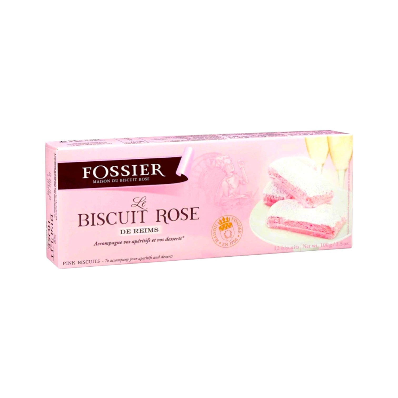 🇫🇷 12 Biscuits Rose de Reims (Pink Lady Finger from Champagne), 3.5 oz (100 g)