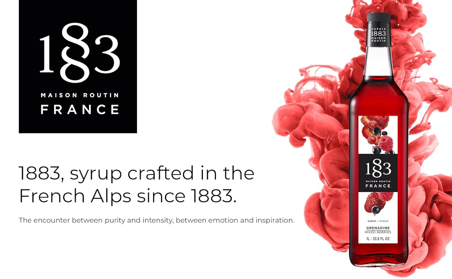 🇫🇷 1883 Grenadine - French Premium Mixed Berries Syrup, 33.8 fl oz (1 liter, PET bottle)
