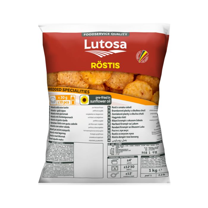 🇨🇭 Rösti with Chopped Onion by Belviva/Lutosa, 2.2 lbs (1kg) [Frozen] ❄️