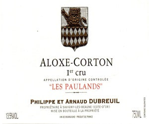 2021 PHILIPPE ARNAUD DUBRIEUL ALOXE CORTON 1ER CRU