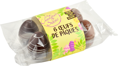 🇫🇷 6 Assorted Chocolate Eggs by Le Chocolatier Sablais, 6.34 oz (180g)